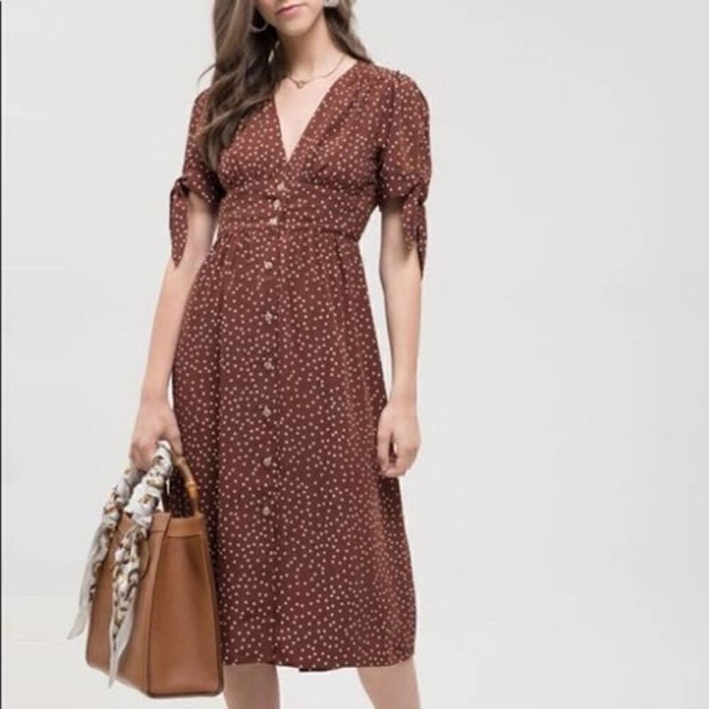 Urban Outfitters Blu Pepper Brown Polka Dot Dress Size Large